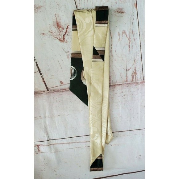 Christian Armand Men's Cream Green Abstract Design Rare Hand Made Necktie - Picture 11 of 12